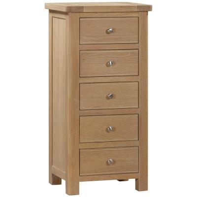 Chalais Oak 5 Drawer Tall Chest
